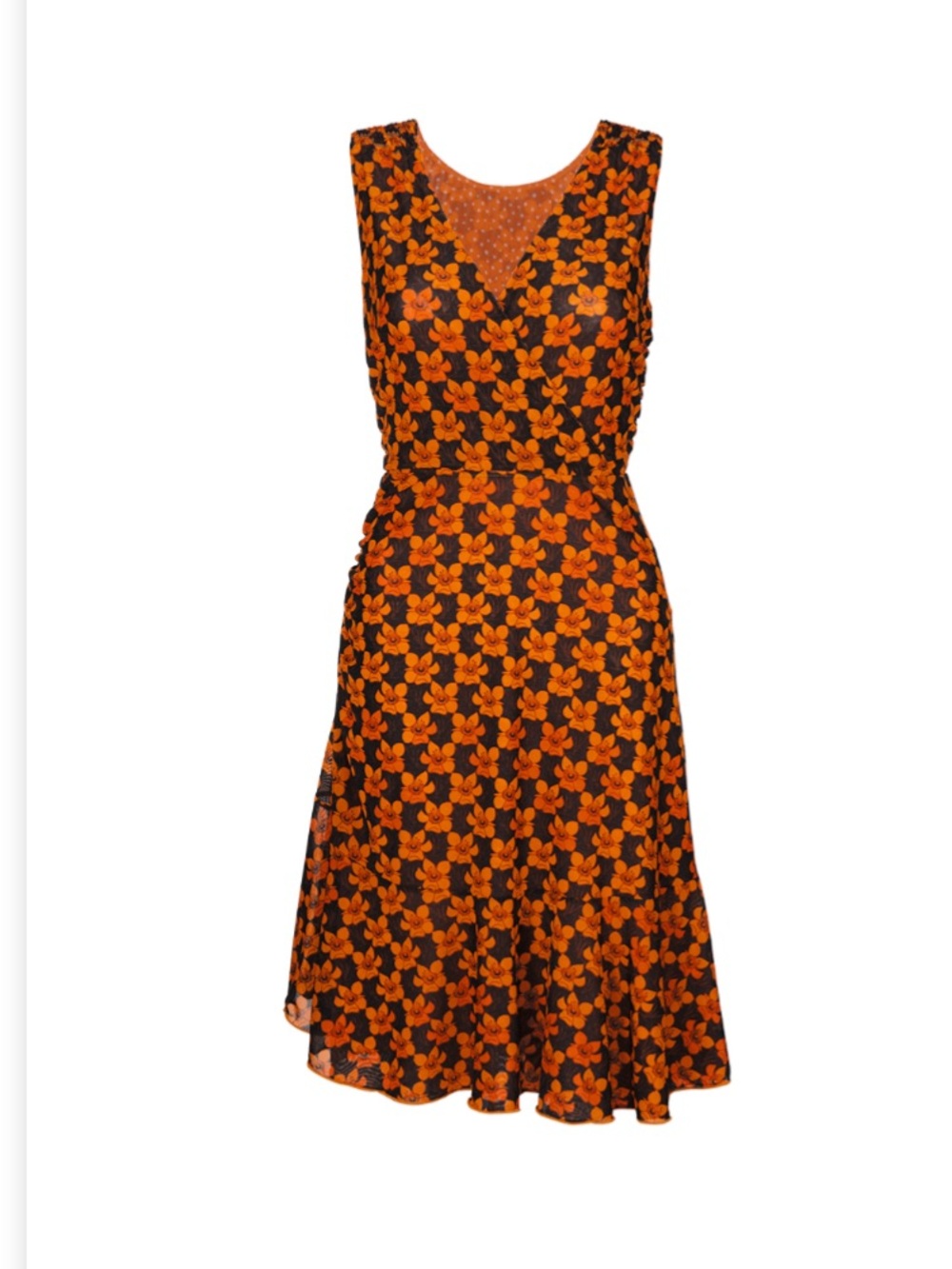 Cabi Flip Dress.  Size M Sleeveless Orange Floral V-Neck Women’s Dress.